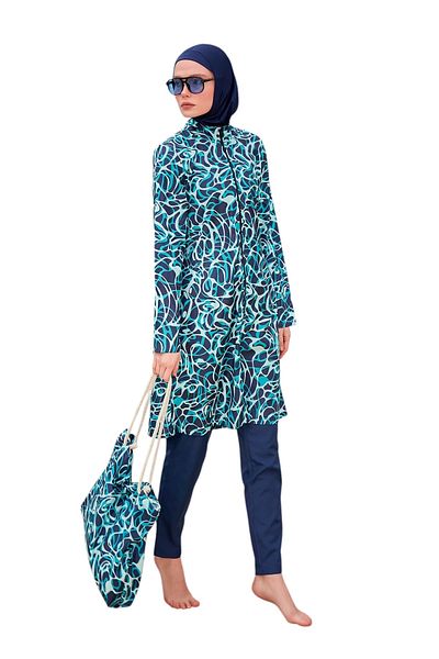 Riva Mera R2404 Patterned Full Covered Hijab Swimsuit