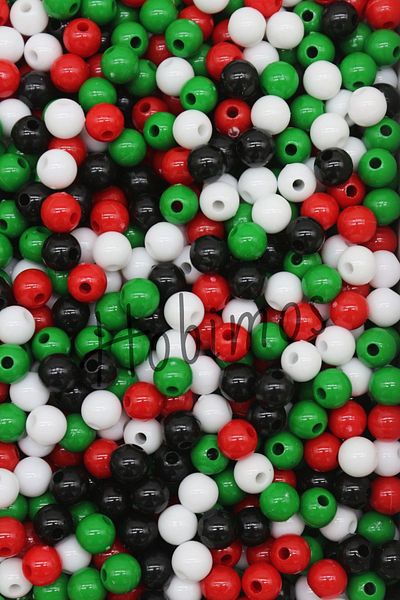 Hobimos 8mm Palestine Flag Themed 500 Pieces Round Plastic Beads - Jewelry Making Beads