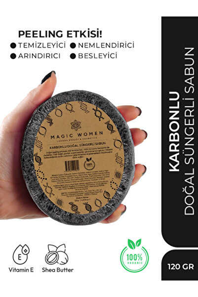 MAGİC WOMEN Gözenek Sıkılaştırıcı Karbon Süngerli Doğal Sabun - 120gr