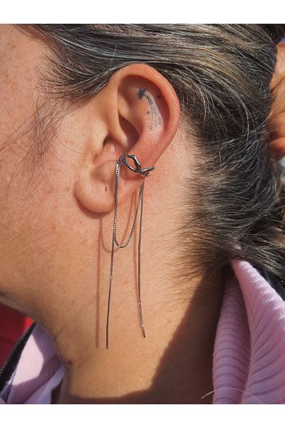 kurukafagift Dangle Single Compression Cartilage Earcuff Silver Color Earrings