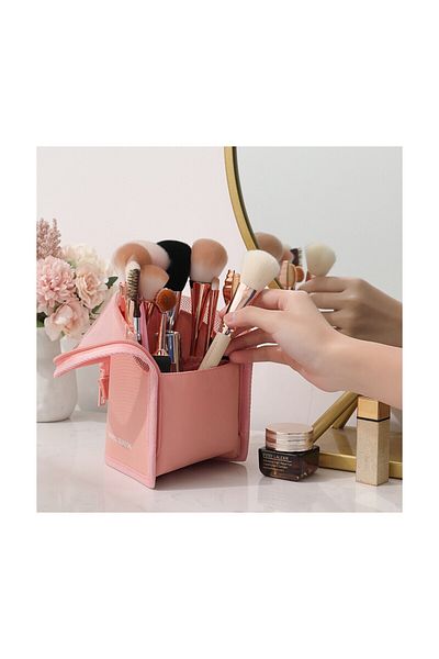 ZENİTH Pink Travel Makeup Brush Bag