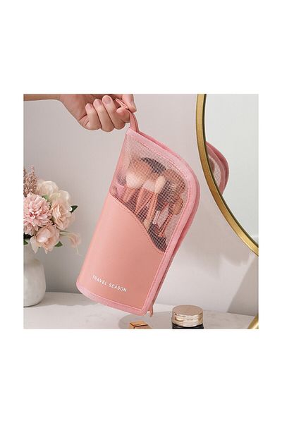 ZENİTH Pink Travel Makeup Brush Bag