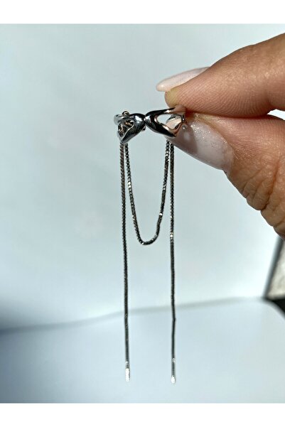 kurukafagift Sallantılı Tek Sıkıştırmalı Kıkırdak Earcuff Gümüş Renk Küpe
