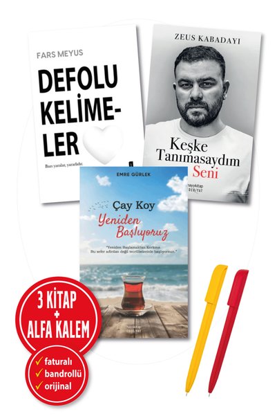 Destek Yayınları Alfa Kalem+De-folu Kelimeler(Fars Meyus)+Keşke Tanımasaydım(Zeus Kaba)+ Çay Koy Yeniden(Emre Gürlek)