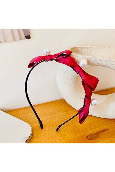modernist تاج بشريط أحمر - نسائي، مزين باللؤلؤ