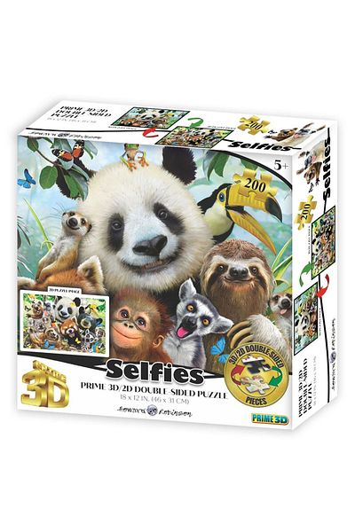 Prime 3D Double Sided Cute Animals Selfie Puzzle - 200 Pieces 37559