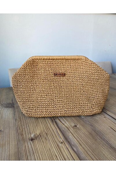 Goldenbea Hasır El Yapımı Örgü Gizli Burslu Clutch & Portföy Çanta