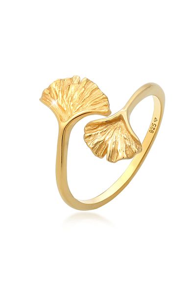 ELLI Ring Ladies Gingko Leaf Open Trend In 925 Sterling Silver Gold Plated