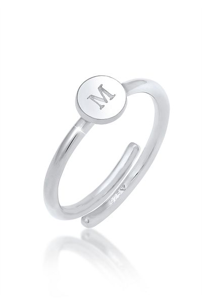 ELLI Inel Femei Litera M De bază Minimal Ajustabil În Argint Sterling 925