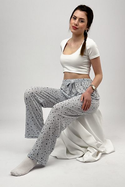 Betimoda Poliviskon Women's Pajama Bottoms - Four Seasons, Ribbon, Grey Star Tracksuit