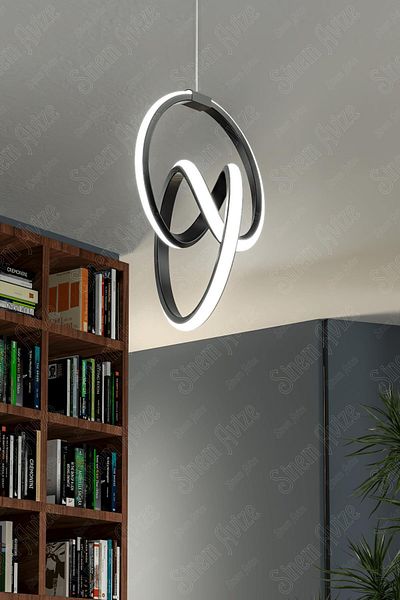 Ece Aydınlatma Orko Black Case, White Light Led Chandelier for Living Room, Entrance, Kitchen