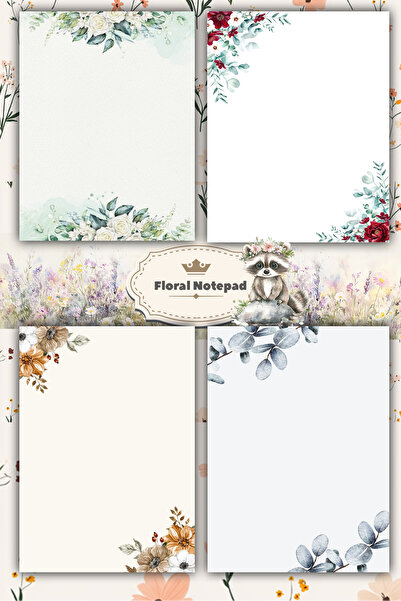 Ficksy ورق ملاحظات على شكل زهرة مقاس A5 - 50 ورقة مختلفة