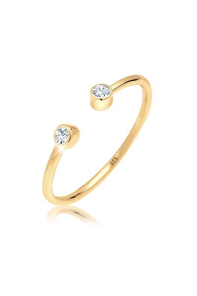 ELLI Ring Ladies Solitaire Statement With Crystals In 925 Sterling Silver