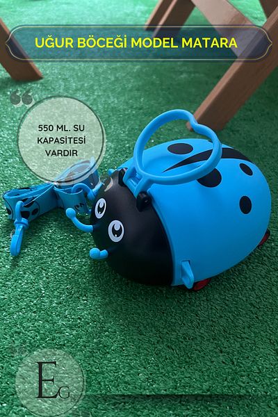 EG75 Ladybug Pattern Wheeled 550ml. Capacity Motivational Water Bottle School Water Bottle