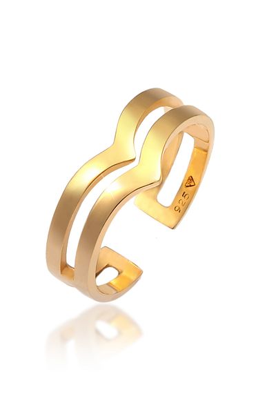 ELLI Ring Ladies Open V-shape Geo Angle Basic Shine In 925 Sterling Silver