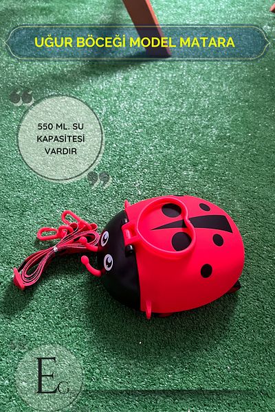 EG75 Ladybug Pattern Wheeled 550ml. Capacity Motivational Water Bottle School Water Bottle