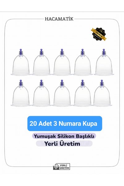 Hacamatik 20 Adet 3 Numara Hacamat Kupası - Masaj Kupası - Selülit Ve Çatlak Giderici