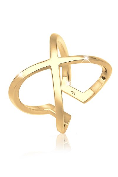 ELLI Prsten Ladies Cross Základní prohlášení Bloggeru v 925 Sterling Silver