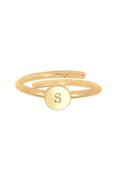 ELLI Ring Women Letter S Basic Minimal Ajustable In 925 Sterling Silver Gold-plated