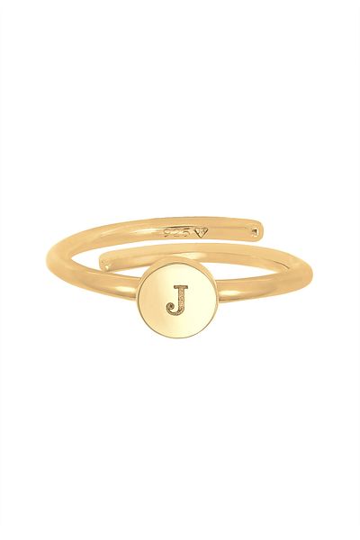ELLI Ring Women Letter J Basic Minimal Ajustable In 925 Sterling Silver