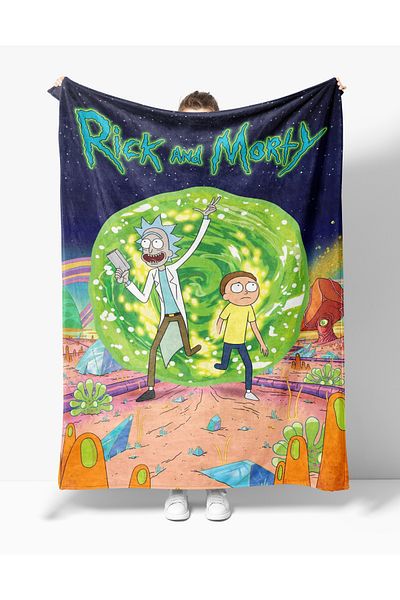 Erays Home Ricky and Morty Pattern Printed Fleece Blanket Tv Blanket Teen Fleece Blanket