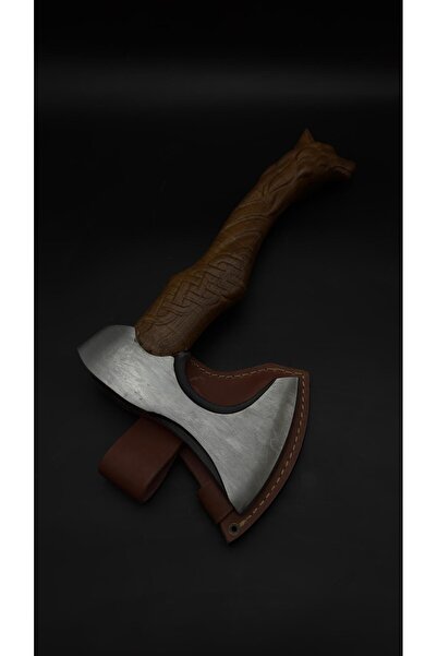 MT BIÇAK MAĞAZASI KURT BAŞLI CK-75 DÖVME ÇELİK CEVİZ KABZE KAMP BALTASI