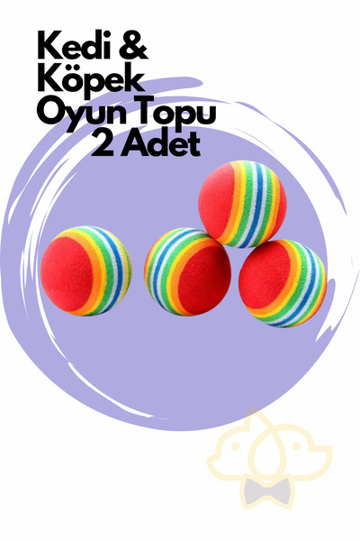 PapyonPet 2 Adet Sünger Kedi Köpek Çiğneme Oyun Topu 4,2 Cm Diş Çıkarma Interaktif Oyuncak