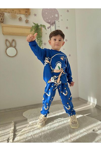öykümgaleria Boy's 2 Thread Seasonal Sonic Bottom Top Set