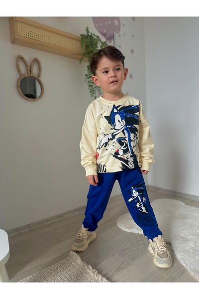 öykümgaleria Boy's 2 Thread Seasonal Sonic Bottom Top Set