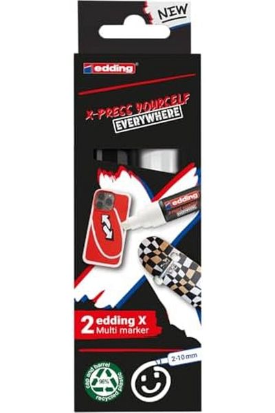 STOREMAX Jvnnshop X Marker, Black+White Set, 2-Piece Acrylic Marker Set, Cut Tip 2-10 mm 646268