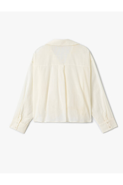 Koton Cotton Drawstring Detailed Classic Collar Long Sleeve Shirt