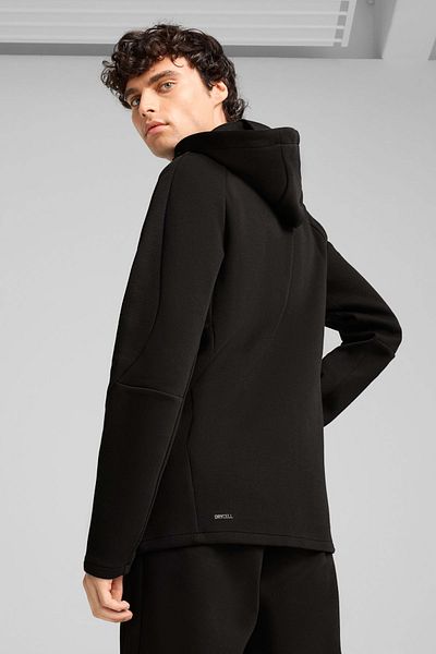 Puma Черен мъжки суичър с качулка с пълен цип EVOSTRIPE