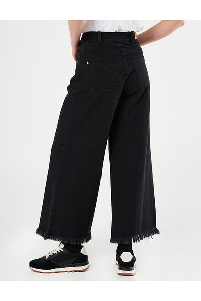 Kayra Black Denim Trousers with High Waist