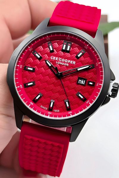 Lee Cooper Men's Wristwatch - Red Cord, Black Steel Case, ZMLC005