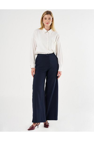 Kayra Wide Leg Classic Trousers Dark Navy