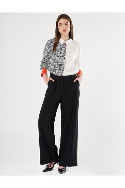 Kayra Black Classic Wide Leg Trousers