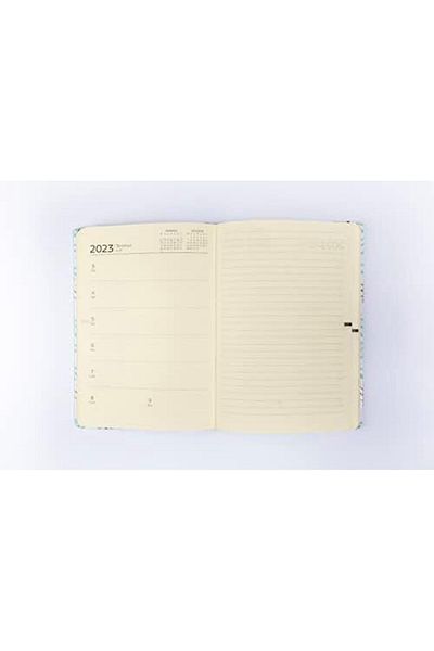 STOREMAX Lvnshop Lotus A5 - Weekly Agenda 2023 with Pine Tree Pattern, Hard Cardboard Cover, 128 Sheets, Line