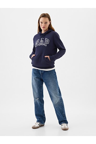 GAP Kadın Lacivert Logo Havlu Kumaş Sweatshirt