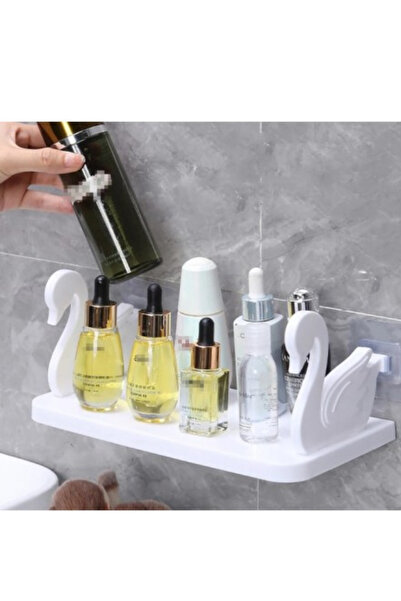 Hane Dostu 25 CM Dekoratif Kuğu Tasarım Kendinden Güçlü Yapışkanlı Çok Amaçlı Raf