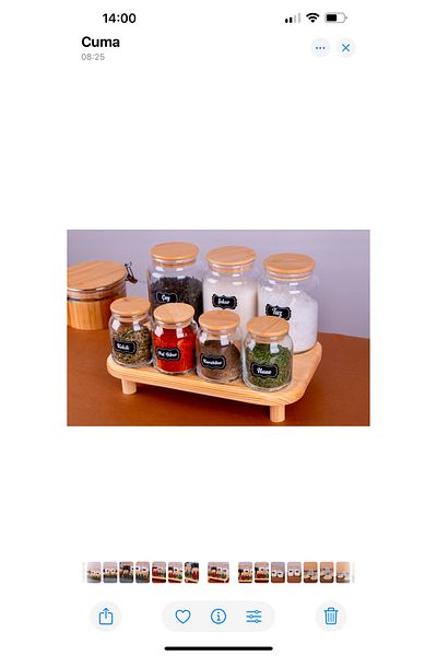 Kitchen Pembelia 7-Piece Glass Spice Rack with Wooden Stand and Bamboo Lid and Tea Candy Salt Jar Set Spice Rack Set