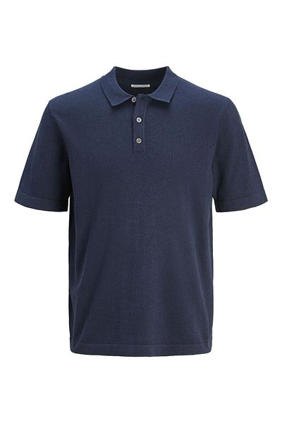 Jack & Jones Ανδρικό μπλουζάκι πόλο Navy Blue Relaxed - Jjeemil Knit, Ss Sn, Navyblaze 12268216