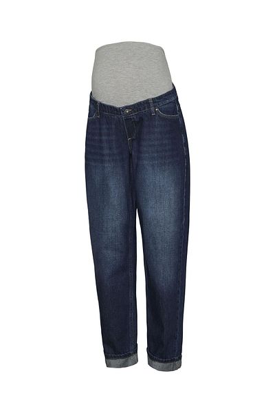 Mama Licious Umstandsjeans mit Boyfriend Fit Boyfriend Schnitt Mittlere Taille Säume zum Umschlagen Jeans