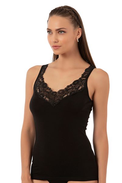 ÖZKAN underwear Özkan 26805 Women's Cotton Modal Lace Detailed Thick Strap Undershirt