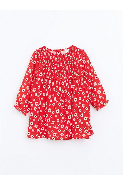 LC Waikiki Crew Neck Long Sleeve Floral Baby Girl Dress