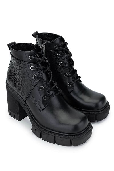 Tamer Tanca Women's Genuine Leather Black Heeled Boots