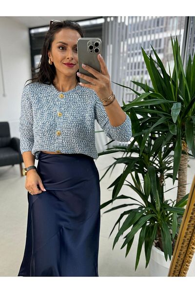 caddstore Cardigan cu jachetă albastră cu nasturi de marcă originală