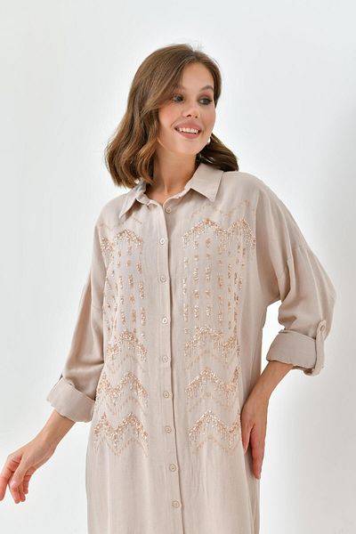 BURRASCA Embroidered Linen Shirt Tunic