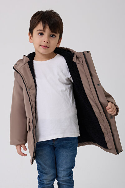 freemen Erkek Çocuk Vizon Kürklü Su Ve Rüzgar Geçirmez Kapüşonlu 3 Kışlık Mont & Kaban & Parka