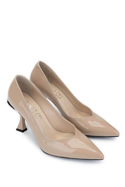 Tamer Tanca Women's Genuine Leather Beige Heeled Shoes