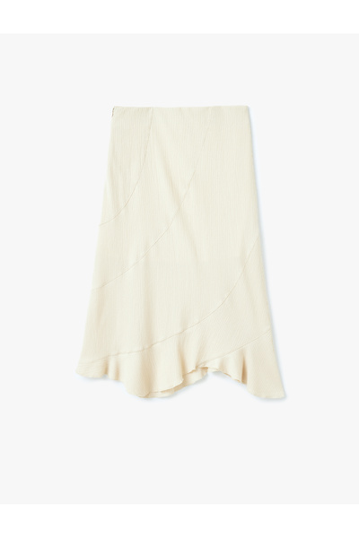 Koton Asymmetrical Midi High Waist Skirt with Stitching Detail